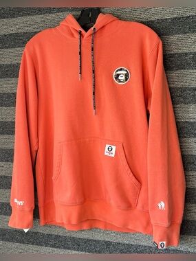 Aape by Bathing Ape Bape Orange Pullover Hoodie Sweatshirt Medium EUC